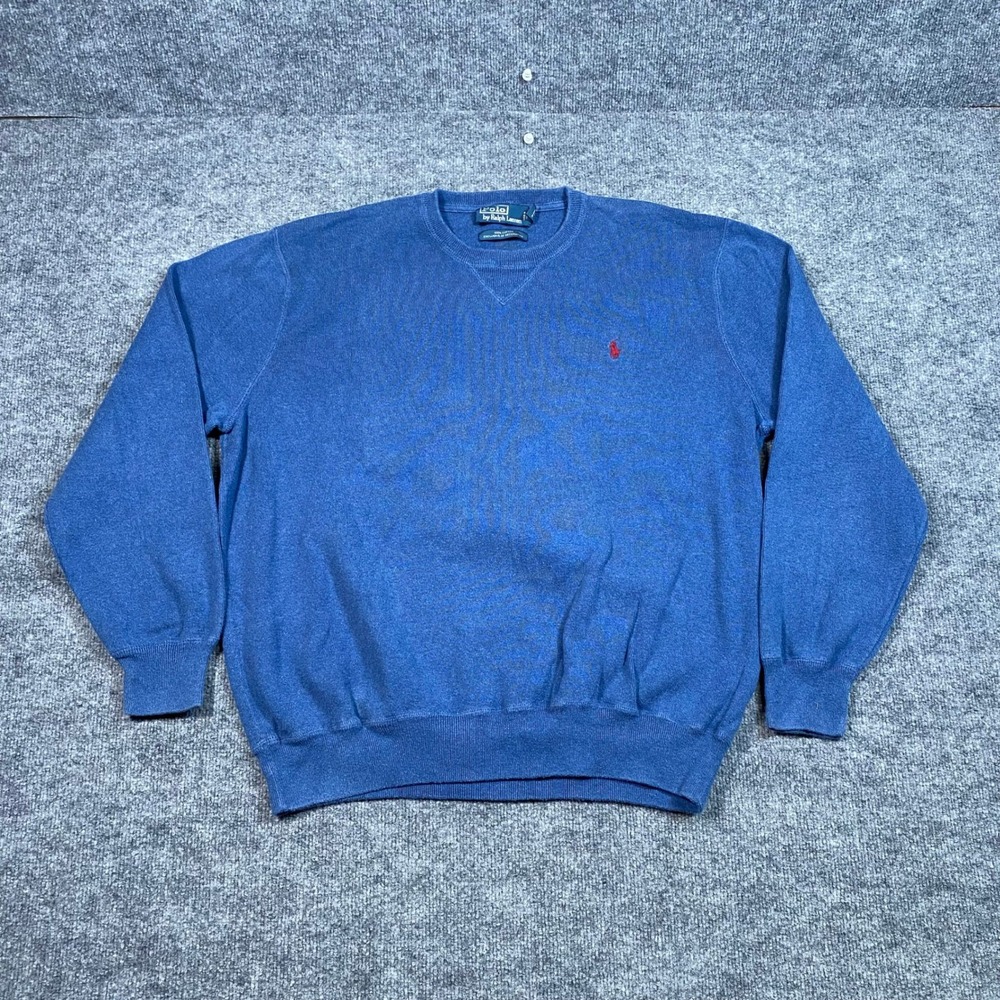Polo Ralph Lauren Blue Crewneck Sweatshirt Mens XXL Red Pony Cotton Pullover